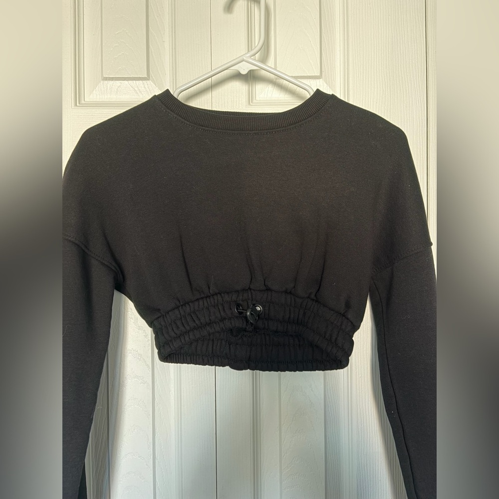 PrettyLittleThing Black Drawstring Crop Top